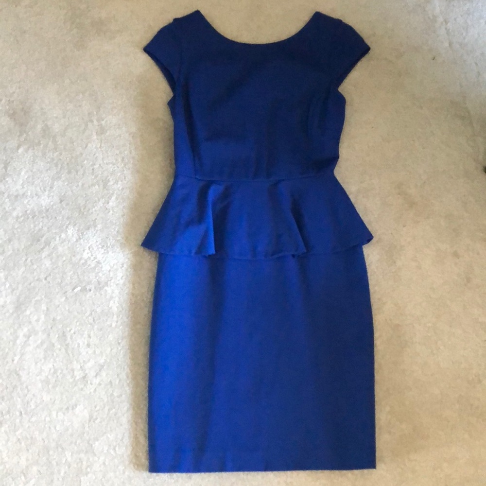 Cobalt blue peplum pencil dress